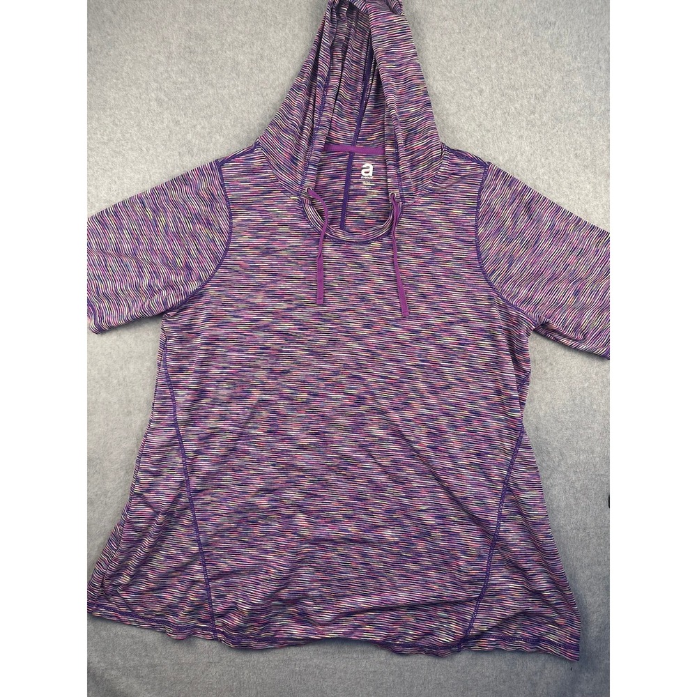 Avenue Womens Plus Size 18/20 Purple Space Dye Short Sleeve Activewear Hoodie